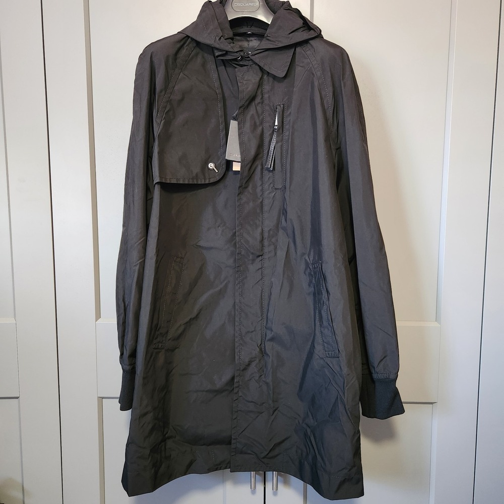 New DSQUARED2 Amauri Hooded Trench Rain Jacket Black Men's 52 US Large Italy